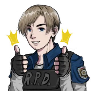 👍 Leon S. Kennedy Resident Evil resident evil, leon kennedy, thumbs up, rpd telegram sticker