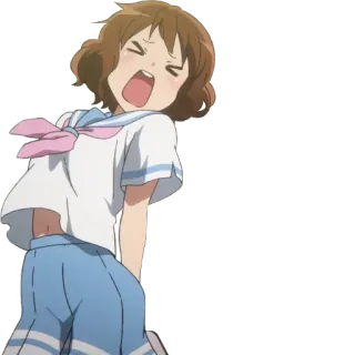 😫 Anime, Mädchen, Schuluniform, Schreien, Cartoon telegram sticker