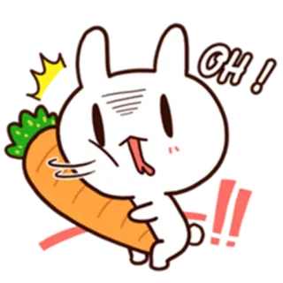 😳 OH! Hase, Karotte, niedlich, Cartoon, Tier, Sticker telegram sticker