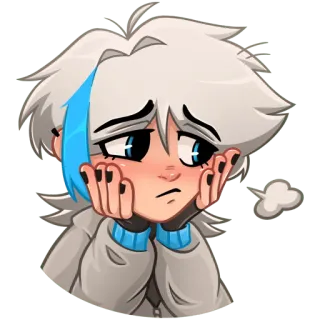 😮‍💨 anime, cartoon, sad, tired, expression telegram sticker