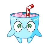 👋 đồ uống, cốc, ống hút, đá, hoạt hình, dễ thương whatsapp sticker
