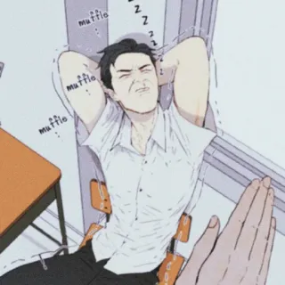 😣 muffle schlafend, Stuhl, dämpfen, müde, Klassenzimmer, Schüler telegram sticker