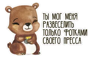 ❤ ТЫ МОГ МЕНЯ РАЗВЕСЕЛИТЬ ТОЛЬКО ФОТКАМИ СВОЕГО ПРЕССА ours, mignon, humour, russe, texte, phrase whatsapp sticker