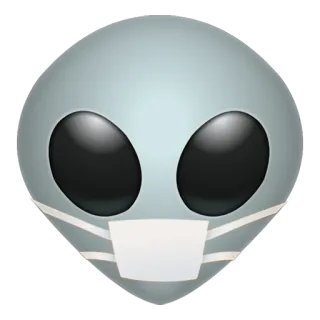 👽 Alien, Masker, Covid, Keamanan, Perlindungan, Alien abu-abu, Kartun, Emoji whatsapp sticker