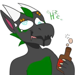 🍺 Hic ubriaco, cartone animato, animale, bottiglia, alcol, inebriato telegram sticker