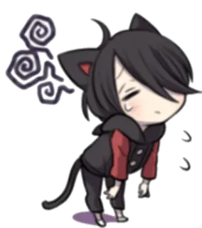 😦 аниме, кот, уставший, грустный, каваий, чиби whatsapp sticker
