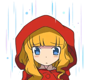 😔 Anime, Cartoon, Fille, Chaperon Rouge, Mignon, Illustration, Art Numérique telegram sticker