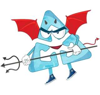 😈 악마, 만화, 삼각형, 캐릭터, 날개, 쇠스랑 telegram sticker