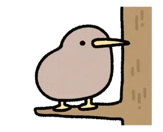 🥝 Burung kiwi, Burung, Hewan, Satwa liar, Selandia Baru, Kartun, Lucu whatsapp sticker