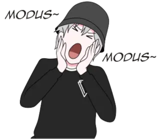 😱 MODUS~ MODUS~ Anime, Desenho animado, Emocional, Choque, Chapéu bucket, Grito telegram sticker