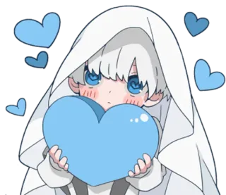 🌱 anime, carino, kawaii, cuore, ragazza, blu telegram sticker
