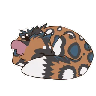 💤 animal, poilu, mignon, dormir, renard, tacheté, recroquevillé whatsapp sticker
