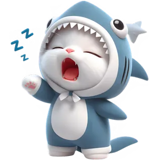 😴 ZZZ chat, requin, costume, mignon, endormi, kawaii, animal telegram sticker