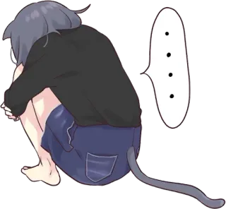 😖 Anime, Catgirl, Menangis, Sedih, Emote telegram sticker