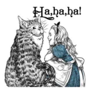 😃 Cheshire Cat Alice in Wonderland Ha,ha,ha! 猫, 不思議の国のアリス, チェシャ猫, アリス, 漫画, 笑顔 telegram sticker
