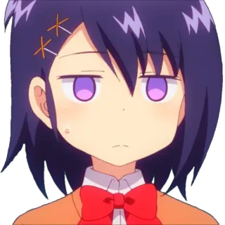 😑 anime, garota, entediada, inexpressiva, cabelo roxo telegram sticker