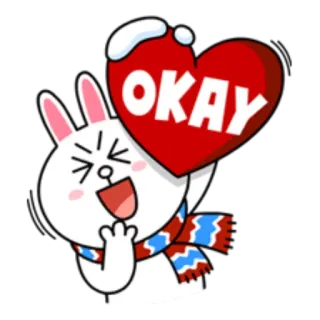 👌 OKAY зайчик, сердце, ок, мультик, стикер, милый, одобрение whatsapp sticker