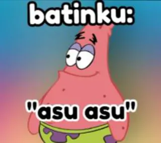 ☠️ Patrick Star batinku: "asu asu" แพทริก สตาร์, สพันจ์บ็อบ, มีม, อินโดนีเซีย, การ์ตูน telegram sticker