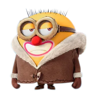 😠 minion, clown, funny, cartoon, yellow, goggles, winter telegram sticker