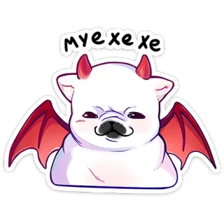😈 MYEXEXE perro, diablo, cuernos, alas, lindo, pegatina, dibujo animado, fantasía telegram sticker