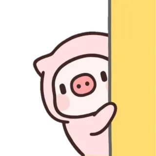 🤭 豚, かわいい, ステッカー, のぞき見, ピンク, 漫画 telegram sticker