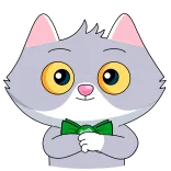 🤔 cat, animal, cute, bow tie, cartoon whatsapp sticker