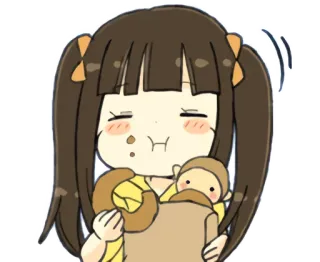 🍩 การ์ตูน, อนิเมะ, กิน, โดนัท, จิบิ, ผู้หญิง telegram sticker