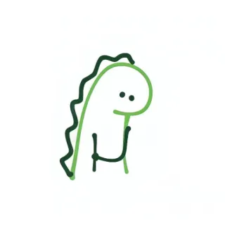 🐛 dinozaur, kreskówka, słodki, prosty, bazgroł, zielony telegram sticker