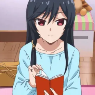 🍀 Anime, Lezen, Cartoon, Meisje, Vrouw, Boek telegram sticker