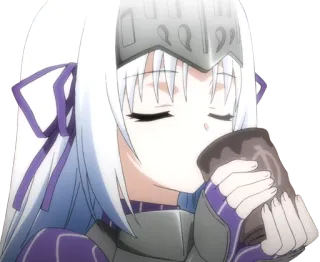 ☕️ Anime, Bebiendo, Mujer, Personaje, Mujer, Armadura telegram sticker