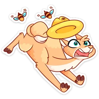 🏃 animal, desenho animado, abelhas, chapéu, assustado, correndo telegram sticker