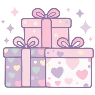 🎁 present, gifts, birthday, holiday, celebration, pastel, hearts, stars, stack telegram sticker