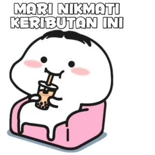 🍡 MARI NIKMATI KERIBUTAN INI Dessin animé, Bubble tea, Profiter, Se détendre, Assis telegram sticker