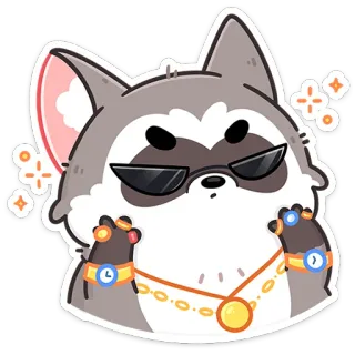 😎 zwierzę, szop, okulary przeciwsłoneczne, biżuteria, kreskówka, fajne whatsapp sticker
