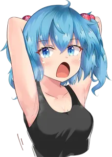 🥱 动漫, 女孩, 蓝头发, 可爱, 卡通, 插画, 女性 telegram sticker