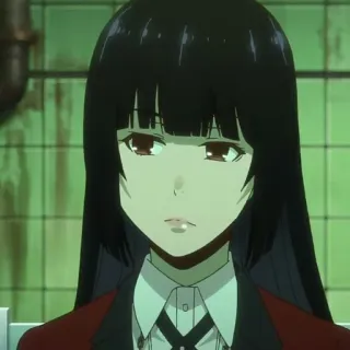🥀 Yumeko Jabami Kakegurui Anime, Garota, Cabelo preto, Olhos vermelhos, Kakegurui, Yumeko Jabami, Aposta telegram sticker