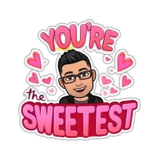 😍 YOU'RE the SWEETEST самый милый, сердечки, любовь, мультфильм, аватар, комплимент telegram sticker