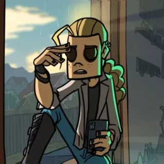 📖 cartoon, emo, character, sad, window, sitting telegram sticker