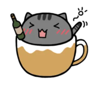 🍾 Katze, Tasse, süß, Cartoon, Tier, Spaß, Sticker telegram sticker