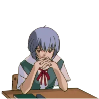 🤔 Rei Ayanami Neon Genesis Evangelion Anime, Garota, Estudante, Escola, Personagem, Rei Ayanami, Evangelion whatsapp sticker