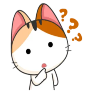 ❓ gato, ponto de interrogação, confuso, pensando, gato desenho animado telegram sticker