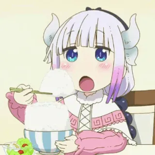 🍥 Kanna Kamui Miss Kobayashi's Dragon Maid Anime, Kanna, Drache, Essen, Kawaii, Süß whatsapp sticker