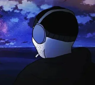 🙁 night, man, headphones, cigarette, looking, stars, sky telegram sticker