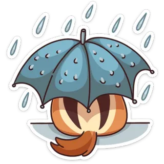 ☂ Regenschirm, Regen, Katze, Kawaii, Cartoon, Süß, Sticker telegram sticker