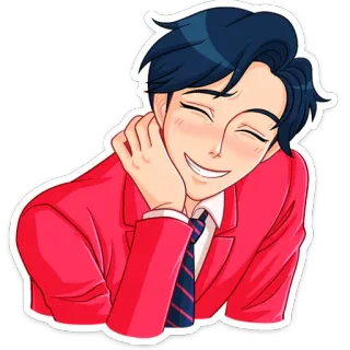 ☺ อนิเมะ, ผู้ชาย, สูท, การ์ตูน, ยิ้ม, มีความสุข whatsapp sticker