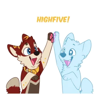 🖐 HIGHFIVE! perros, choca esos cinco, amistad, dibujos animados, animales, mono telegram sticker