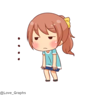 😕 Anime, Chica, Chibi, Cansada, Perezosa, Linda, Dibujo animado telegram sticker