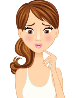 😰 femme, dessin animé, portrait, brune, pensive, réflexion telegram sticker