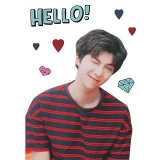 👋 RM HELLO! kpop, айдол, певец, артист, улыбка, подмигивание, сердечки whatsapp sticker