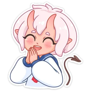 🙏 Anime, Demone, Carino, Kawaii, Corna, Coda, Ragazza whatsapp sticker